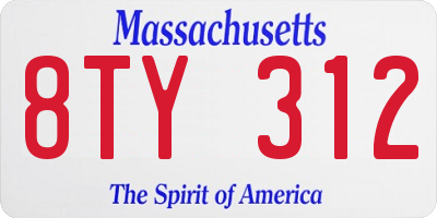 MA license plate 8TY312