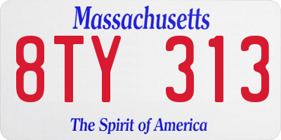 MA license plate 8TY313