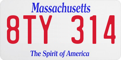 MA license plate 8TY314