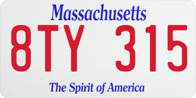 MA license plate 8TY315