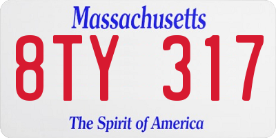 MA license plate 8TY317