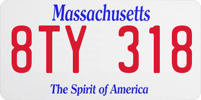 MA license plate 8TY318