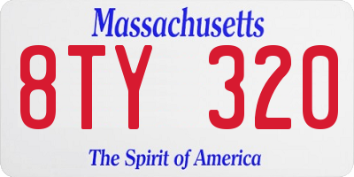 MA license plate 8TY320