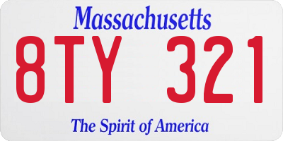 MA license plate 8TY321