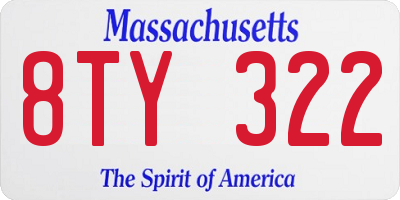MA license plate 8TY322