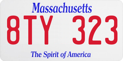 MA license plate 8TY323