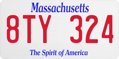 MA license plate 8TY324