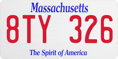 MA license plate 8TY326