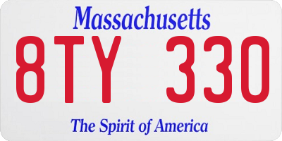 MA license plate 8TY330
