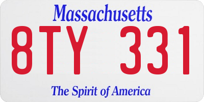 MA license plate 8TY331