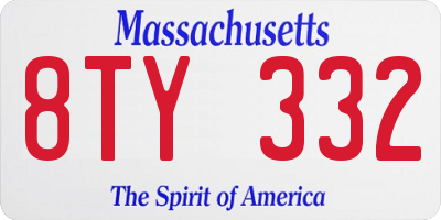 MA license plate 8TY332