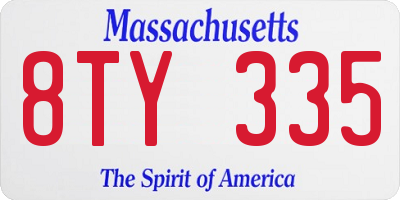 MA license plate 8TY335
