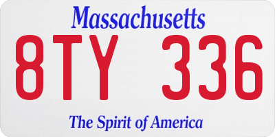 MA license plate 8TY336