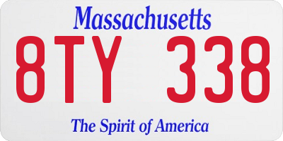 MA license plate 8TY338