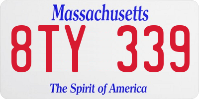 MA license plate 8TY339