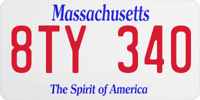 MA license plate 8TY340