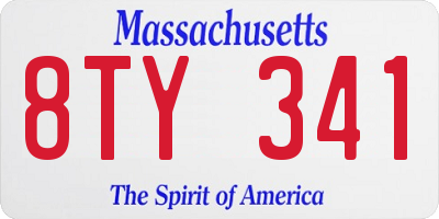 MA license plate 8TY341