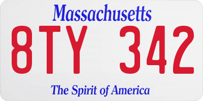 MA license plate 8TY342