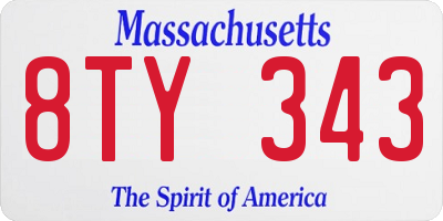 MA license plate 8TY343