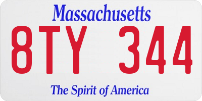 MA license plate 8TY344