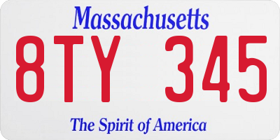 MA license plate 8TY345