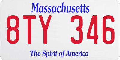 MA license plate 8TY346