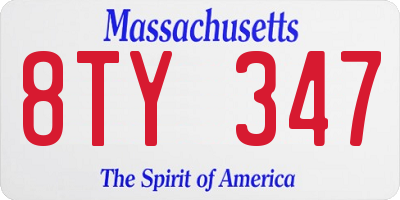 MA license plate 8TY347