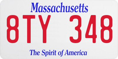 MA license plate 8TY348