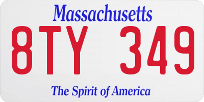MA license plate 8TY349
