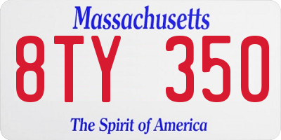 MA license plate 8TY350