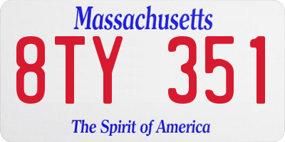 MA license plate 8TY351