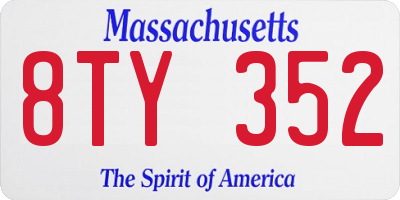MA license plate 8TY352