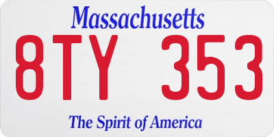 MA license plate 8TY353