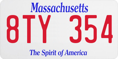 MA license plate 8TY354
