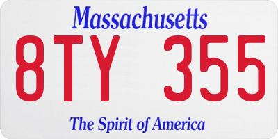 MA license plate 8TY355