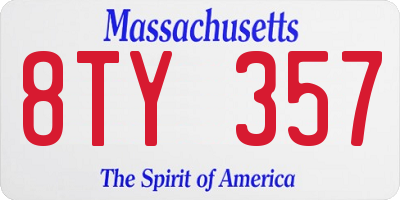 MA license plate 8TY357