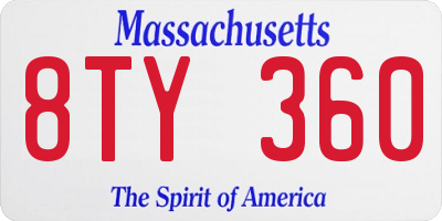 MA license plate 8TY360