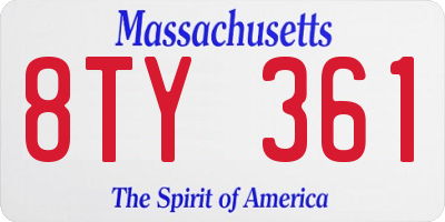 MA license plate 8TY361