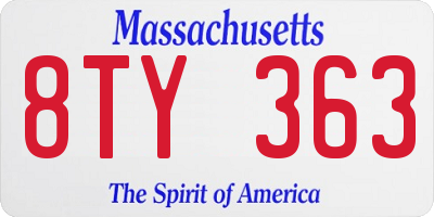 MA license plate 8TY363