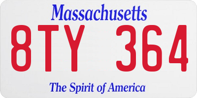 MA license plate 8TY364