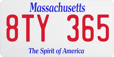 MA license plate 8TY365