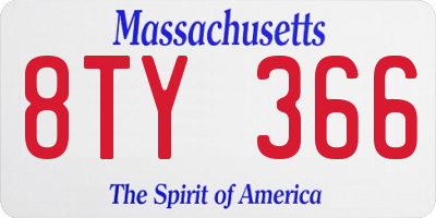 MA license plate 8TY366