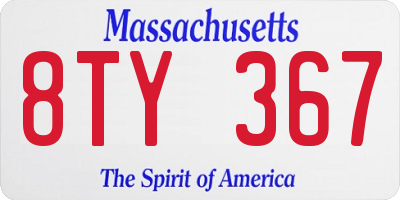MA license plate 8TY367