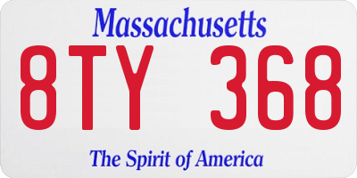 MA license plate 8TY368