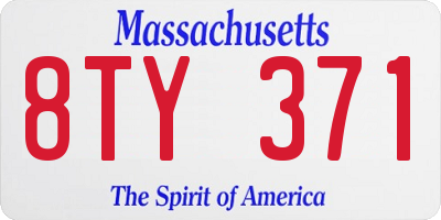 MA license plate 8TY371