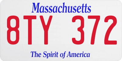 MA license plate 8TY372