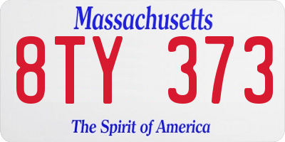MA license plate 8TY373