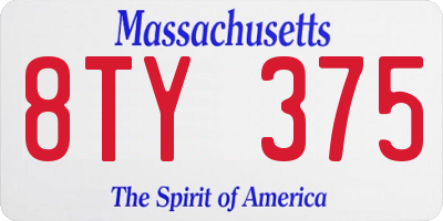 MA license plate 8TY375