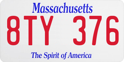 MA license plate 8TY376