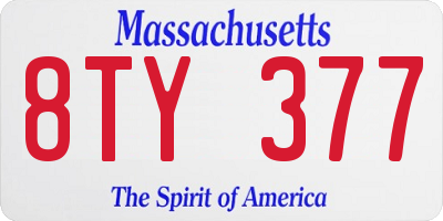 MA license plate 8TY377